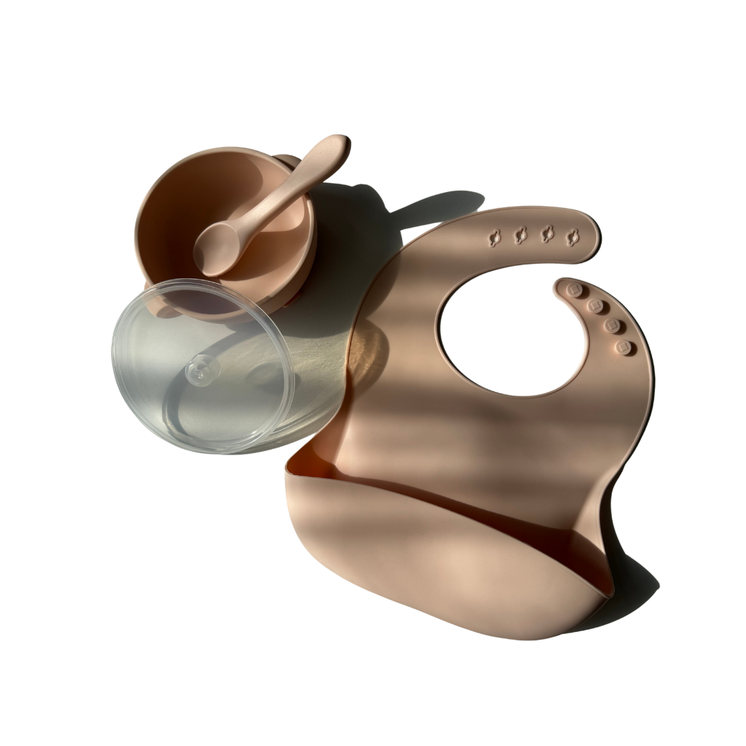 Set of Silicone Bowl with Lid Spoon & Bib
