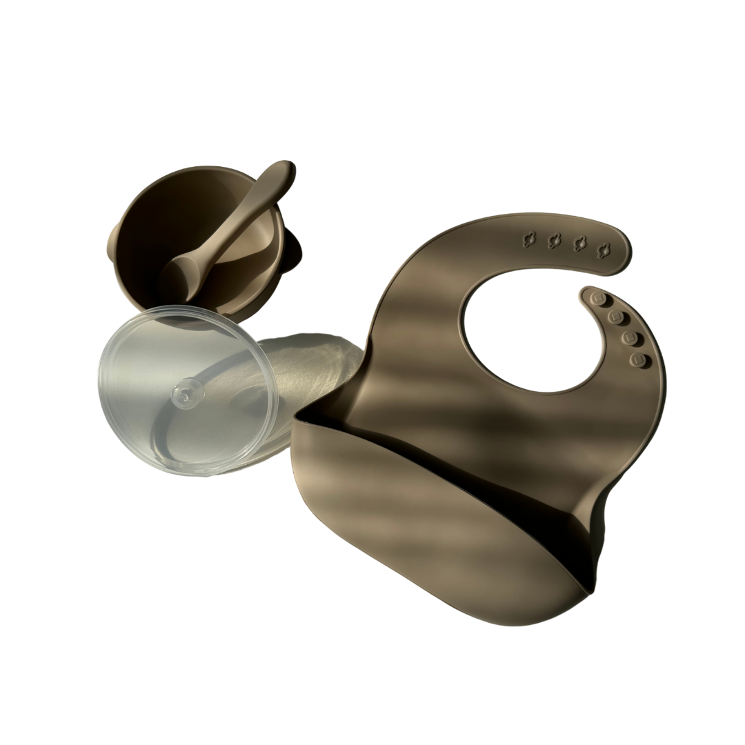 Set of Silicone Bowl with Lid Spoon & Bib