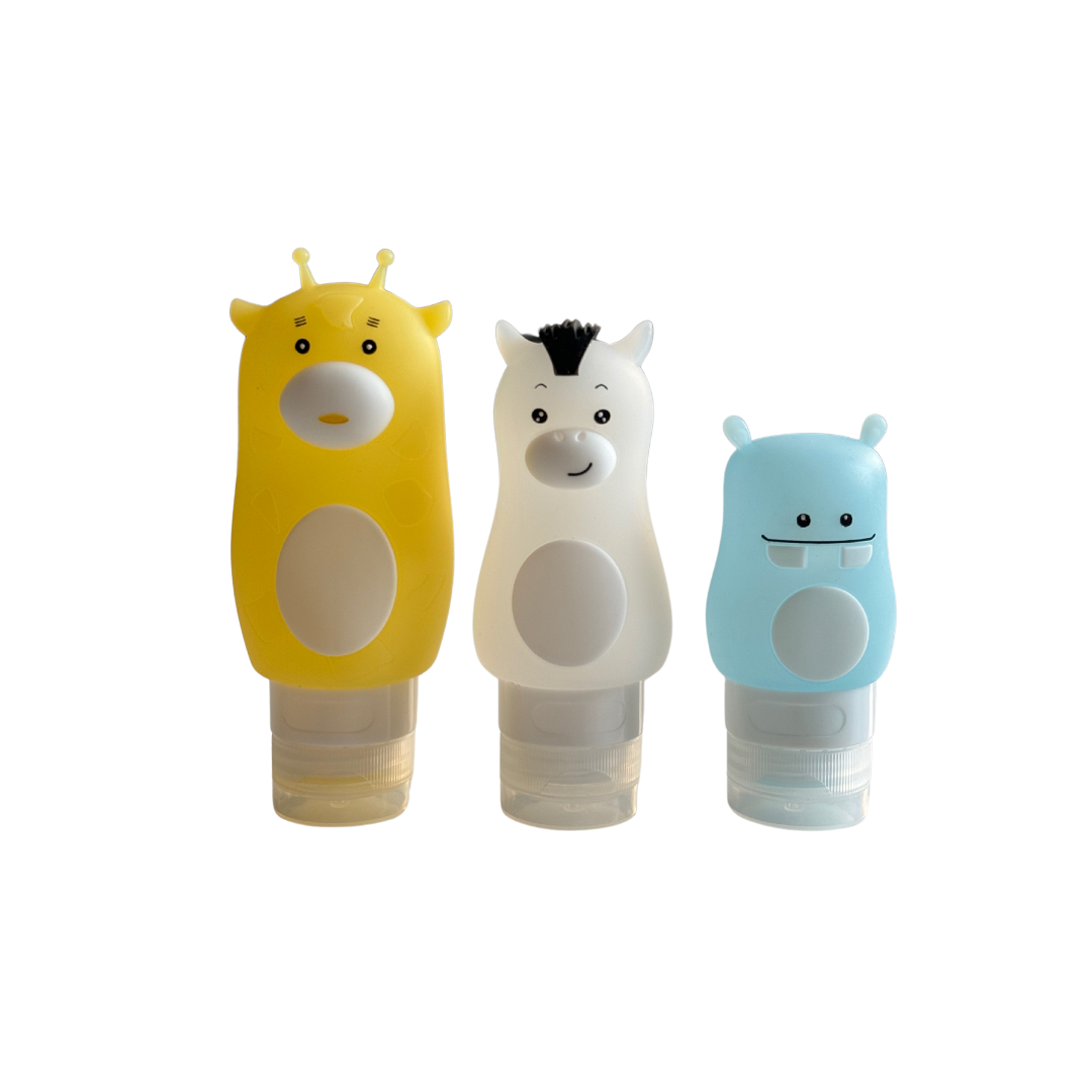 Animal Themed Travel Bottle Set - 3 Pieces (50ml, 70ml, 90ml)